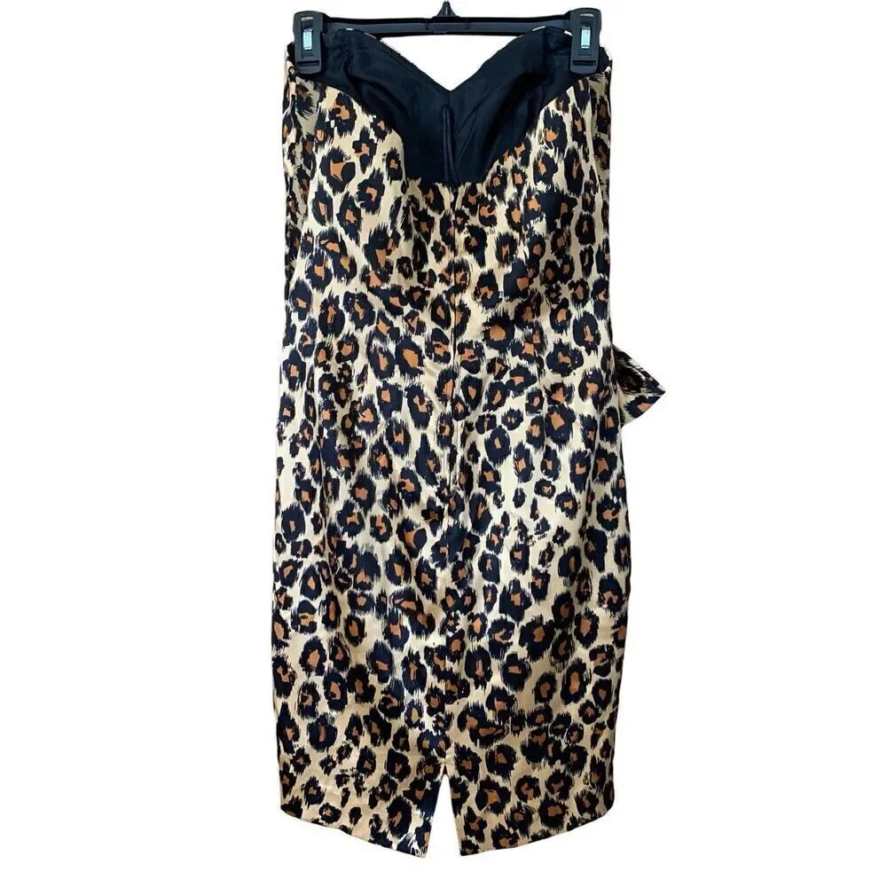Vintage A.J. Bari for Neiman Marcus Silk‎ Strapless Leopard Print Cocktail Dress - Picture 5 of 12